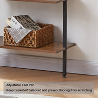 Thumbnail for YES4HOMES 5-Tier Wall-Mounted Industrial Ladder Shelf - Sturdy Wood & Metal Bookcase for Home & Office