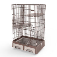 Thumbnail for YES4PETS 134 cm Brown Pet 3 Level Cat Cage House With Litter Tray And Storage Box