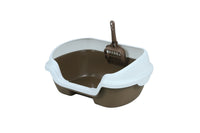 Thumbnail for YES4PETS Small Portable Cat Kitten Rabbit Toilet Litter Box Tray with Scoop Brown