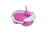 Thumbnail for YES4PETS Small Portable Cat Kitten Rabbit Toilet Litter Box Tray with Scoop Pink