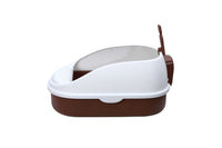 Thumbnail for YES4PETS Medium Portable Cat Toilet Litter Box Tray with Scoop Brown