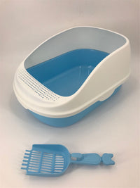 Thumbnail for YES4PETS Large Portable Cat Toilet Litter Box Tray House with Scoop Blue