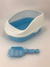 Thumbnail for YES4PETS Large Portable Cat Toilet Litter Box Tray House with Scoop Blue