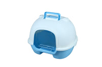 Thumbnail for YES4PETS Portable Hooded Cat Toilet Litter Box Tray House with Handle and Scoop Blue