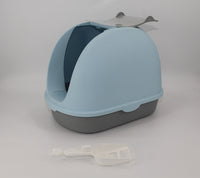 Thumbnail for YES4PETS Portable Hooded Cat Toilet Litter Box Tray House with Handle and Scoop Blue