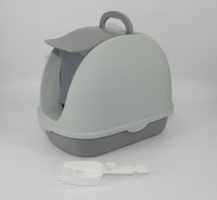 Thumbnail for YES4PETS Portable Hooded Cat Toilet Litter Box Tray House with Handle and Scoop Grey