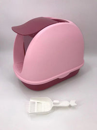 Thumbnail for YES4PETS Portable Hooded Cat Toilet Litter Box Tray House with Handle and Scoop Pink