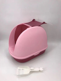 Thumbnail for YES4PETS Portable Hooded Cat Toilet Litter Box Tray House with Handle and Scoop Pink