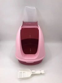 Thumbnail for YES4PETS Portable Hooded Cat Toilet Litter Box Tray House with Handle and Scoop Pink