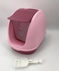 Thumbnail for YES4PETS Portable Hooded Cat Toilet Litter Box Tray House With Scoop and Grid Tray Pink