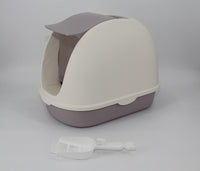 Thumbnail for YES4PETS Portable Hooded Cat Toilet Litter Box Tray House with Handle and Scoop White