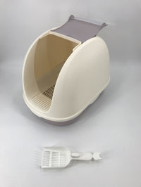 Thumbnail for YES4PETS Portable Hooded Cat Toilet Litter Box Tray House with Scoop and Grid Tray White