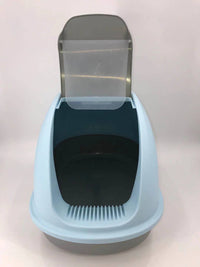 Thumbnail for YES4PETS XL Portable Hooded Cat Toilet Litter Box Tray House w Charcoal Filter and Scoop Blue