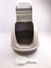 Thumbnail for YES4PETS XL Portable Hooded Cat Toilet Litter Box Tray House w Charcoal Filter and Scoop Brown