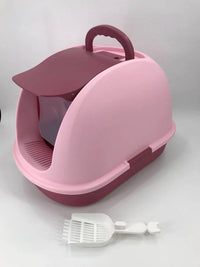 Thumbnail for YES4PETS XL Portable Hooded Cat Toilet Litter Box Tray House with Charcoal Filter and Scoop Pink