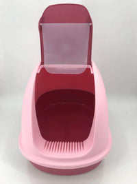 Thumbnail for YES4PETS XL Portable Hooded Cat Toilet Litter Box Tray House with Charcoal Filter and Scoop Pink