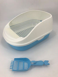 Thumbnail for YES4PETS Large Portable Cat Toilet Litter Box Tray House with Scoop and Grid Tray Blue