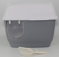 Thumbnail for YES4PETS XL Portable Hooded Cat Toilet Litter Box Tray House with Handle and Scoop Grey