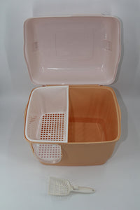 Thumbnail for XL Portable Hooded Cat Toilet Litter Box Tray House with Handle and Scoop Orange