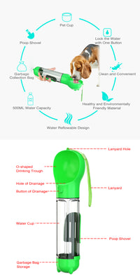 Thumbnail for YES4PETS  4 in 1 Portable Pet Dog Puppy Cat Drinking Mug Water Feeder Bottle Valve Travel Bottle Green