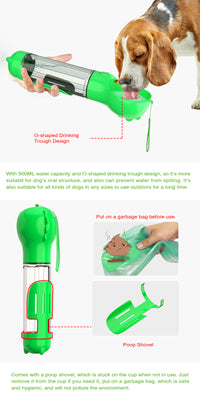 Thumbnail for YES4PETS  4 in 1 Portable Pet Dog Puppy Cat Drinking Mug Water Feeder Bottle Valve Travel Bottle Green