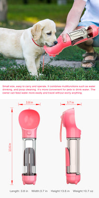 Thumbnail for YES4PETS 4 in 1 Portable Pet Dog Puppy Cat Drinking Mug Water Feeder Bottle Valve Travel Bottle Pink