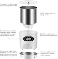 Thumbnail for YES4PETS Electric Automatic Pet Dog Cat Rabbit Feeder Stainless Steel 4.5L Dispenser