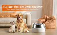 Thumbnail for YES4PETS 3L Automatic Electric Pet Water Fountain Dog Cat Stainless Steel Feeder Bowl Dispenser White