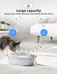 Thumbnail for YES4PETS 2L Automatic Electric Pet Water Fountain Dog Cat Stainless Steel Feeder Bowl Dispenser