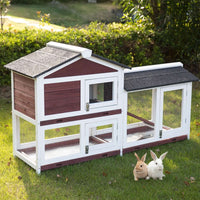 Thumbnail for YES4PETS Double Storey Large Rabbit Hutch Guinea Pig Cat Cage , Ferret Cage With Pull Out Tray