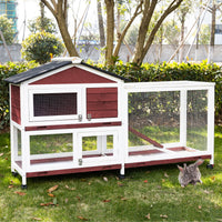 Thumbnail for YES4PETS Double Storey Large Rabbit Hutch Guinea Pig Cage , Ferret Cage With Pull Out Tray On Wheels