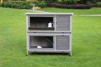 Thumbnail for YES4PETS 110cm XL Double Storey Rabbit Hutch Guinea Pig Cage , Ferret Cat cage W Wheel & Pull Out Tray