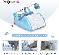 Thumbnail for YES4PETS Cat Play Box Kit Pet Toy Kitten Toys Interactive Ball Peek Hunting Toy-Blue