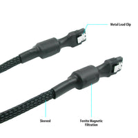 Thumbnail for Simplecom CA110S Premium SATA 3 HDD SSD Data Cable Sleeved with Ferrite Bead Lead Clip Straight