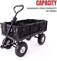 Thumbnail for Garden Dump Rolling Mesh Cart with Heavy Duty Steel Frame,10 Inch Pneumatic Tires Maximum Load Capacity of 300 Kg (Black)