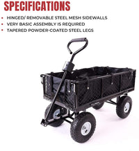 Thumbnail for Garden Dump Rolling Mesh Cart with Heavy Duty Steel Frame,10 Inch Pneumatic Tires Maximum Load Capacity of 300 Kg (Black)