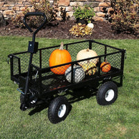 Thumbnail for Garden Dump Rolling Mesh Cart with Heavy Duty Steel Frame,10 Inch Pneumatic Tires Maximum Load Capacity of 300 Kg (Black)