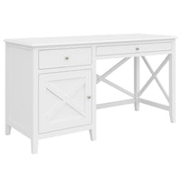 Thumbnail for Daisy Study Computer Desk 140cm Office Executive Table Solid Acacia Wood - White