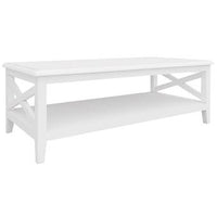 Thumbnail for Daisy Coffee Table 120cm Rectangular Solid Acacia Wood Hampton Furniture - White