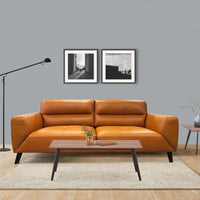 Thumbnail for Downy  Genuine Leather Sofa 3 Seater Upholstered Lounge Couch - Tangerine