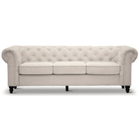 Thumbnail for Mellowly 3 Seater Sofa Fabric Uplholstered Chesterfield Lounge Couch - Beige