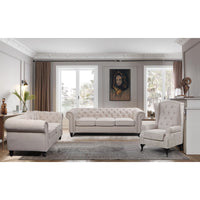 Thumbnail for Mellowly 3 Seater Sofa Fabric Uplholstered Chesterfield Lounge Couch - Beige