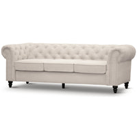 Thumbnail for Mellowly 3 Seater Sofa Fabric Uplholstered Chesterfield Lounge Couch - Beige