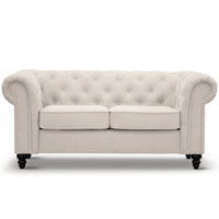 Thumbnail for Mellowly 2 Seater Sofa Fabric Uplholstered Chesterfield Lounge Couch - Beige