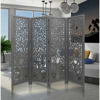 Thumbnail for Life Dig 4 Panel Room Divider Screen Privacy Shoji Timber Wood Stand - Dark Grey