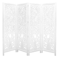 Thumbnail for Life Dig 4 Panel Room Divider Screen Privacy Shoji Timber Wood Stand - White