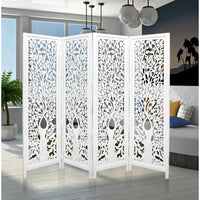 Thumbnail for Life Dig 4 Panel Room Divider Screen Privacy Shoji Timber Wood Stand - White