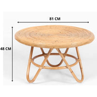 Thumbnail for Crocus Rattan Round Coffee Table 80cm - Natural