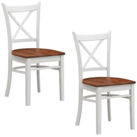 Thumbnail for Lupin Dining Chair Set of 2 Crossback Solid Rubber Wood Furniture - White Oak