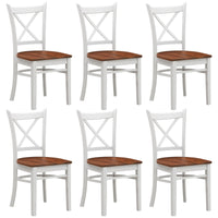 Thumbnail for Lupin Dining Chair Set of 6 Crossback Solid Rubber Wood Furniture - White Oak